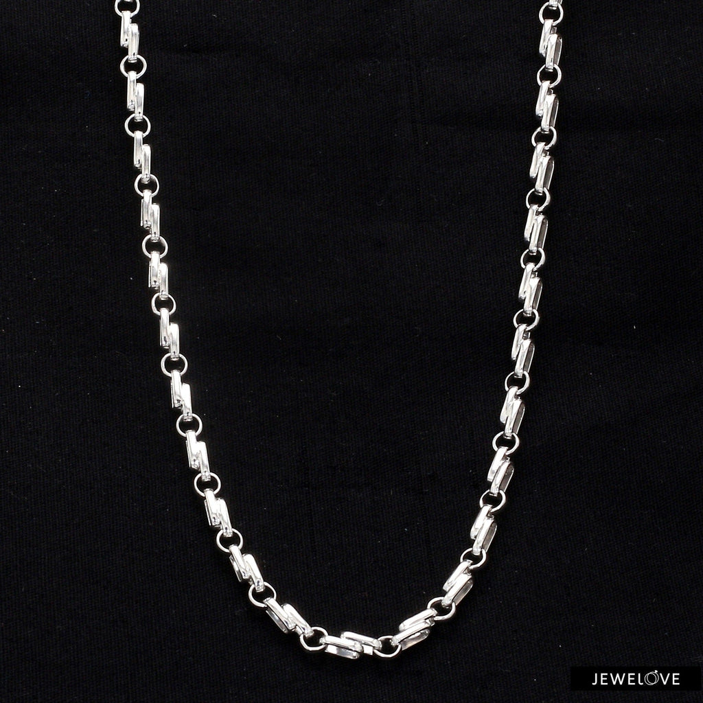 Jewelove™ Chains Designer Platinum Double Links with Round Links Chain for Men JL PT CH 1177