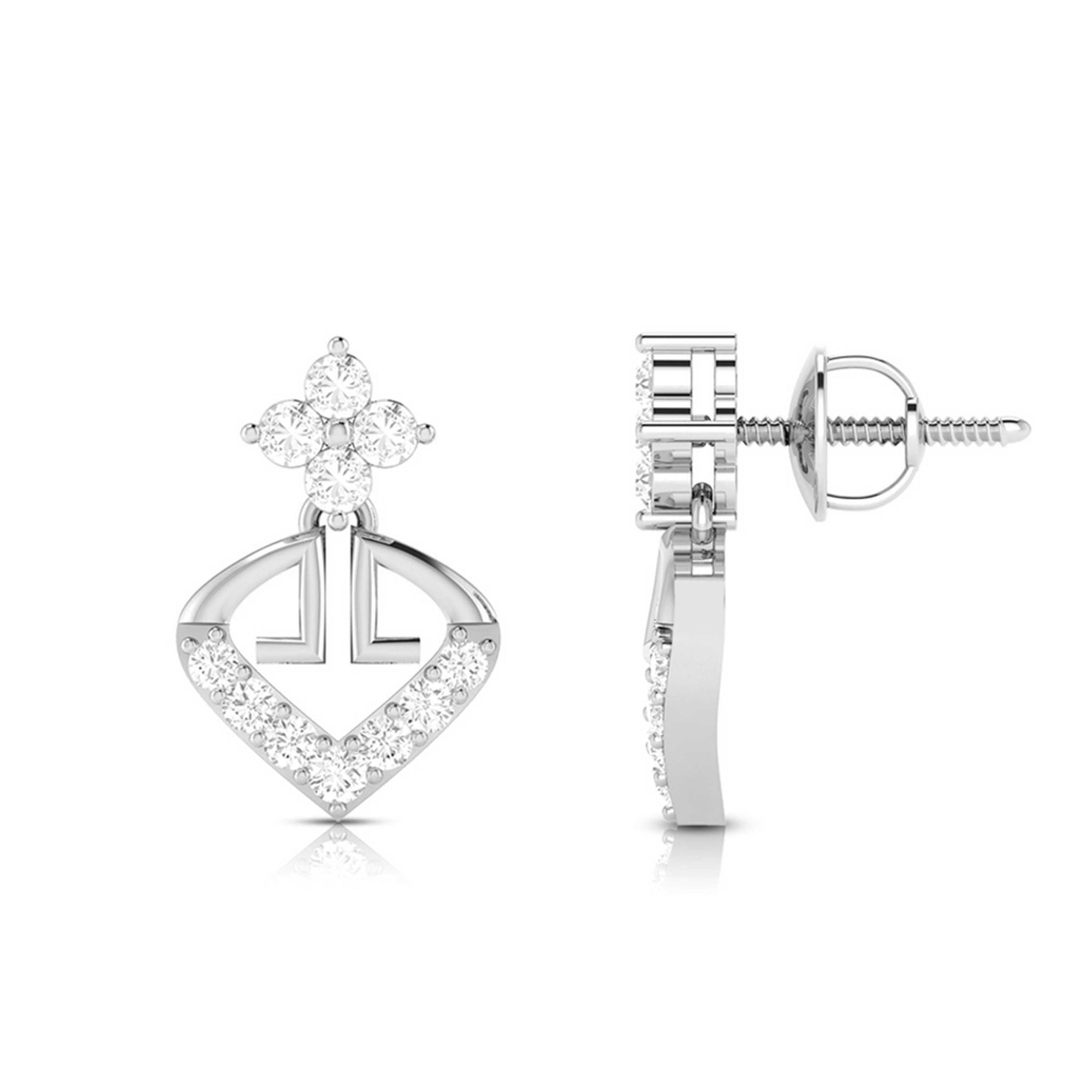 Jewelove™ Earrings Designer Platinum Earrings with Diamonds for Women JL PT E N-48