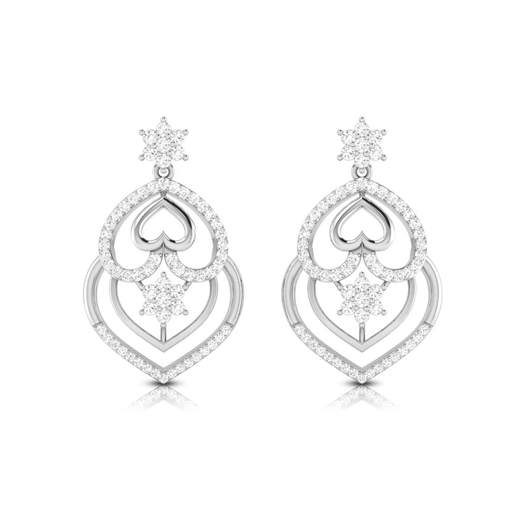 Jewelove™ Earrings SI IJ Designer Platinum Earrings with Diamonds for Women JL PT E NK-53