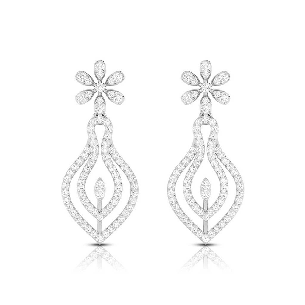 Jewelove™ Earrings SI IJ Designer Platinum Earrings with Diamonds for Women JL PT E NK-62