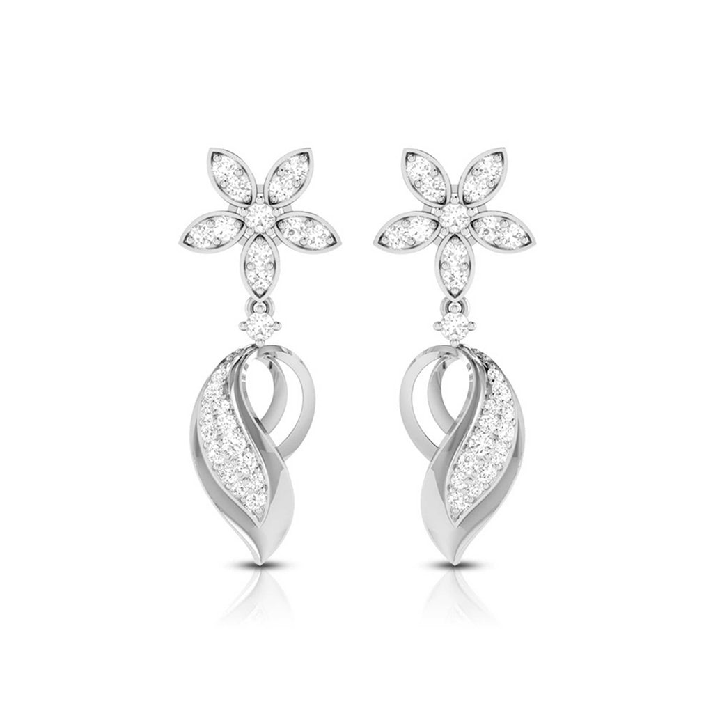 Jewelove™ Earrings SI IJ Designer Platinum Earrings with Diamonds JL PT E NK-65