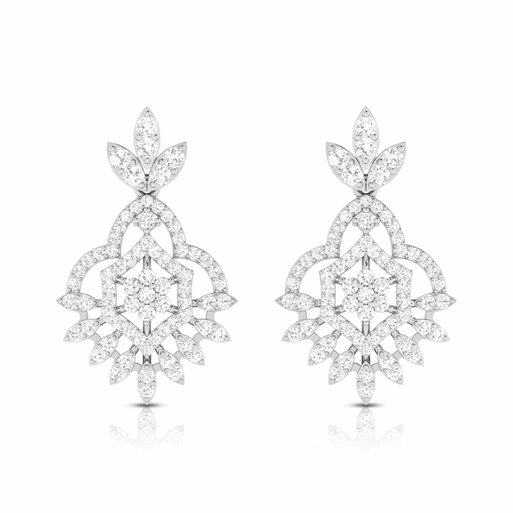 Jewelove™ Earrings SI IJ Designer Platinum Earrings with Diamonds JL PT E NK-68
