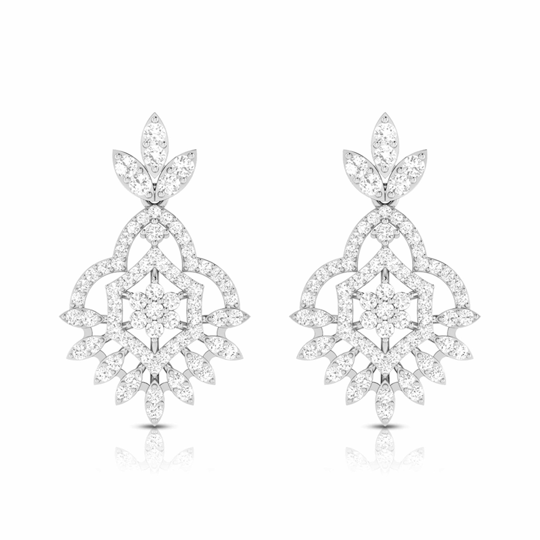 Jewelove™ Earrings SI IJ Designer Platinum Earrings with Diamonds JL PT E NK-68