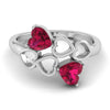 Jewelove™ Rings Women's Band only Designer Platinum Heart Ring with Heart Ruby JL PT R8205