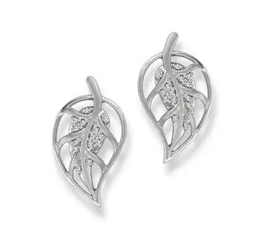 Sterling Silver Leaf Stud Earrings  Sincerely Silver