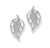 Designer Platinum Leaf Earrings with Diamonds SJ PTO E 134 in India