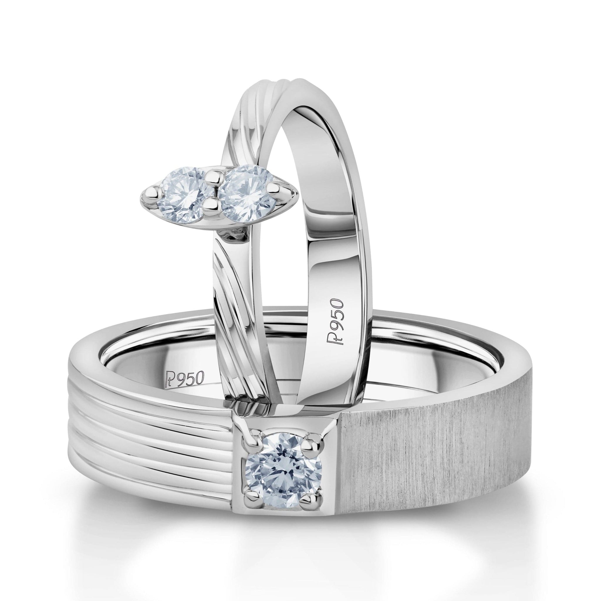 Jewelove™ Rings Designer Platinum Love Band Diamonds JL PT 1060