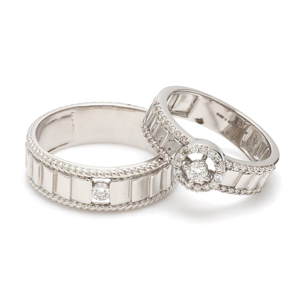 Jewelove™ Rings Both / SI IJ Designer Platinum Love Bands JL PT 927