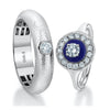 Jewelove™ Rings Both / SI IJ Designer Platinum Love Bands with Diamonds - Blue Enamel in Women's ring JL PT 991