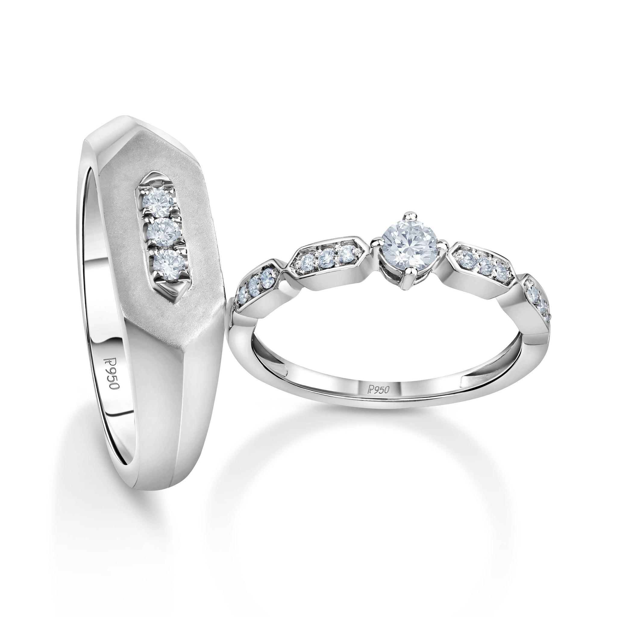 Jewelove™ Rings Designer Platinum Love Bands with Diamonds JL PT 1062