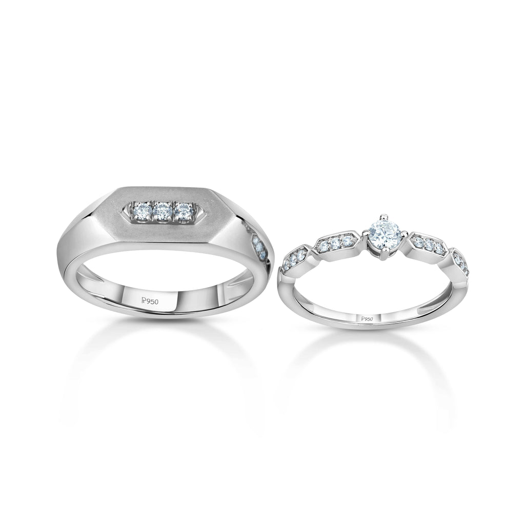Jewelove™ Rings Both / SI IJ Designer Platinum Love Bands with Diamonds JL PT 1062