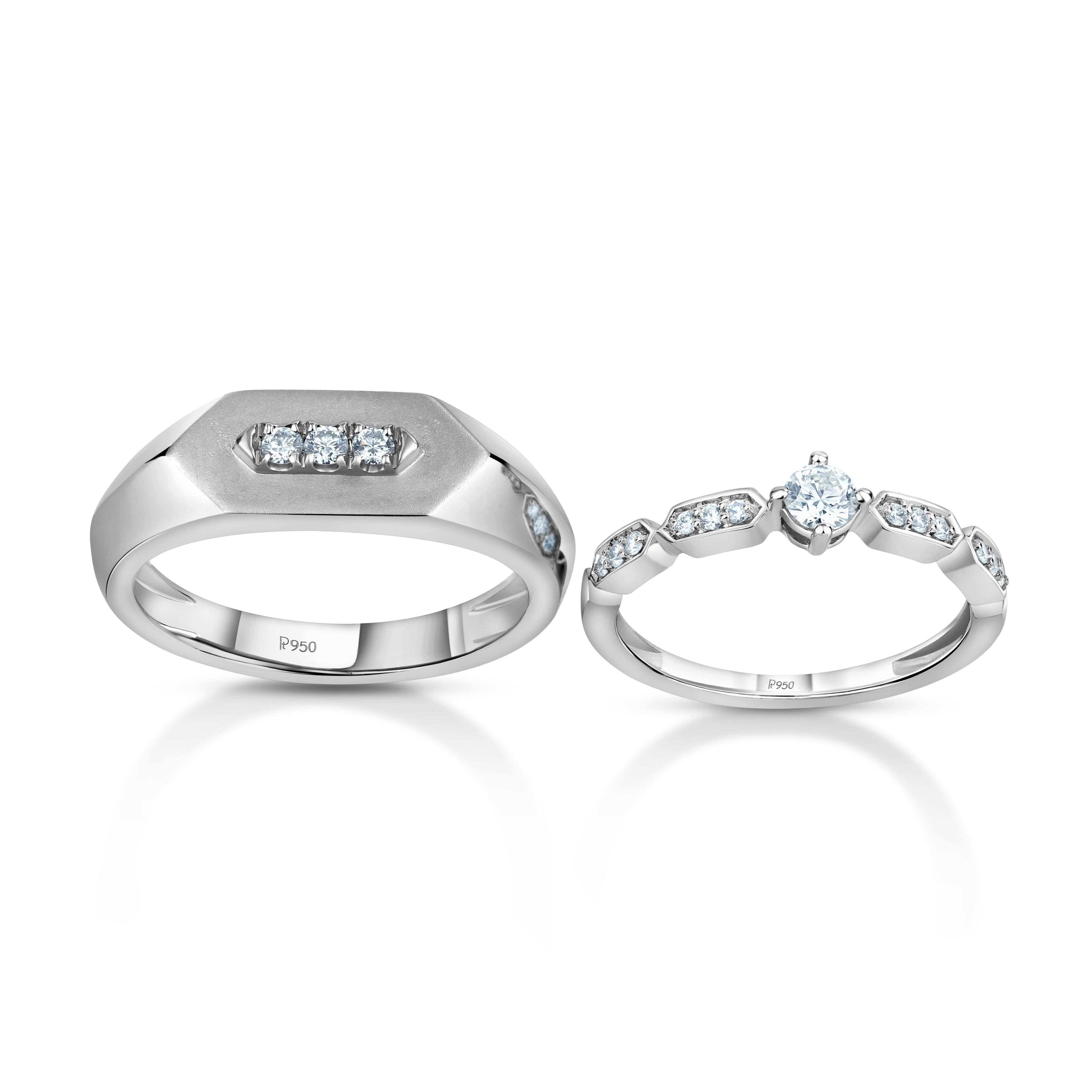 Jewelove™ Rings Both / SI IJ Designer Platinum Love Bands with Diamonds JL PT 1062