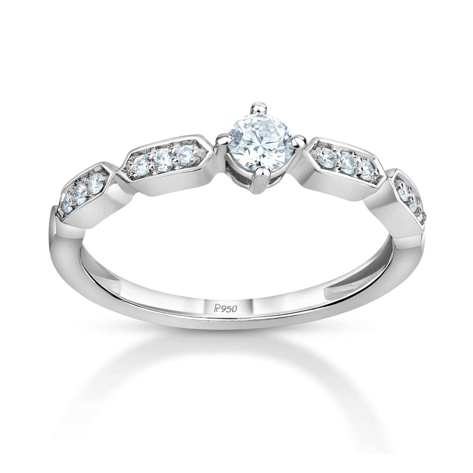 Jewelove™ Rings Women's Band only / SI IJ Designer Platinum Love Bands with Diamonds JL PT 1062