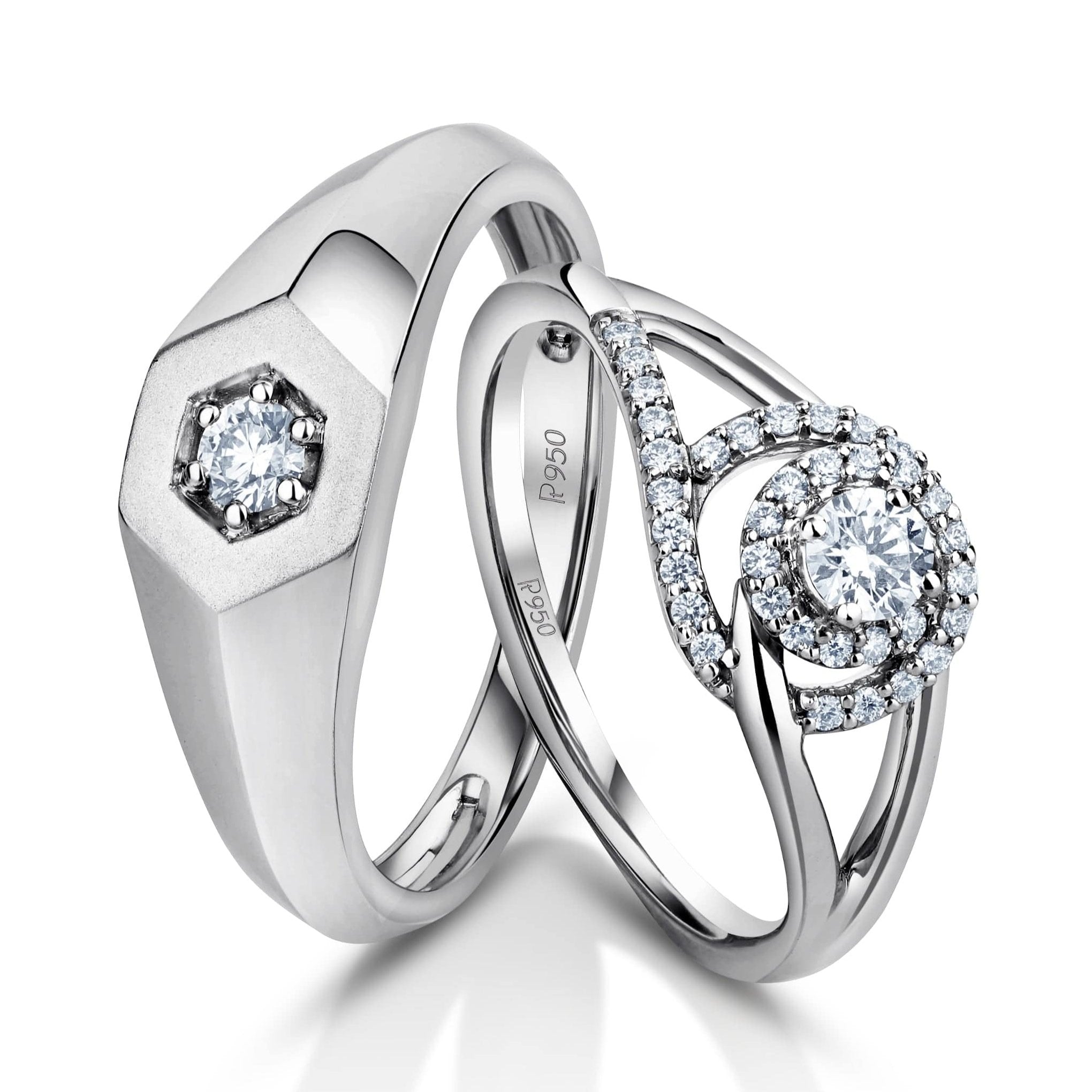 Jewelove™ Rings Designer Platinum Love Bands with Diamonds JL PT 1063