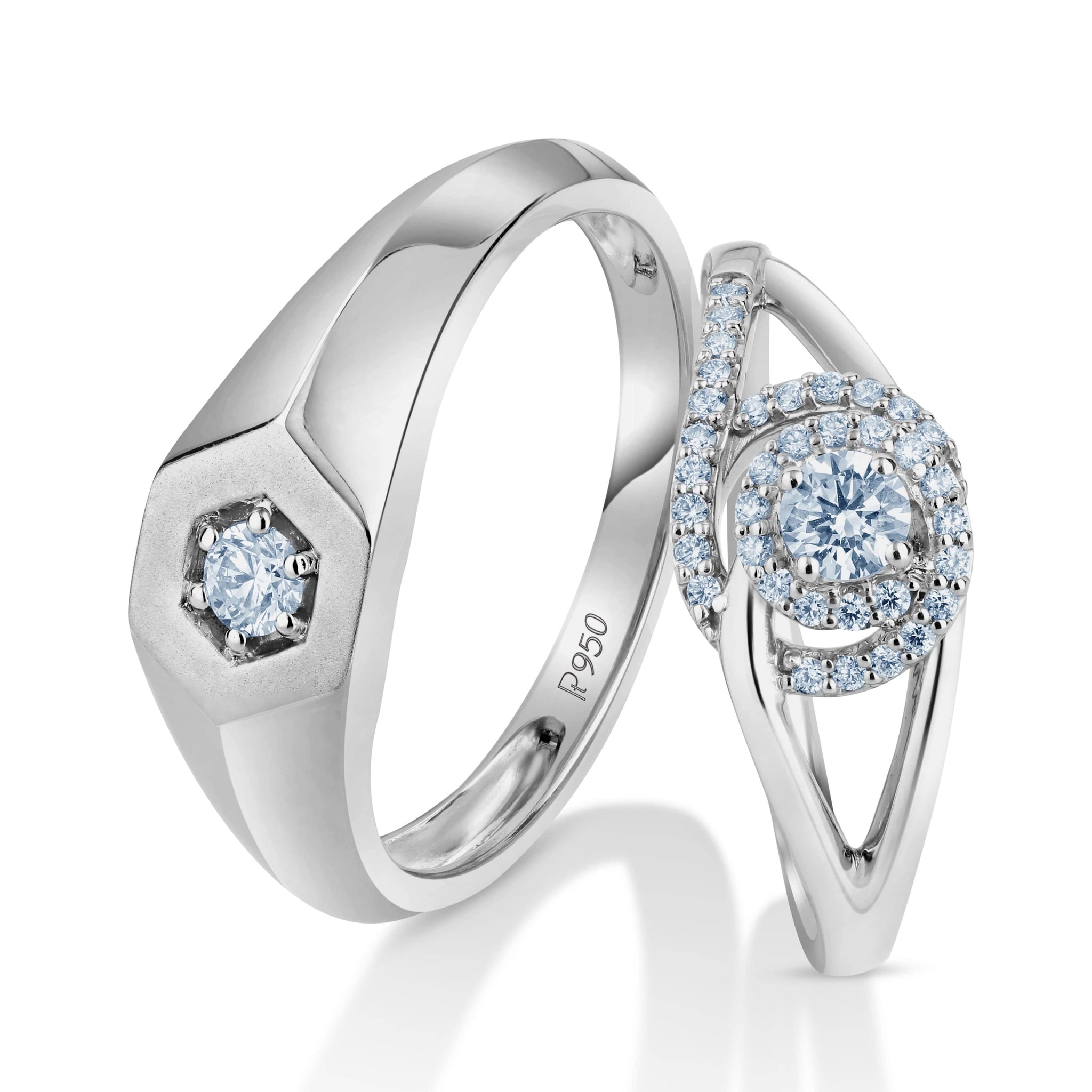 Jewelove™ Rings Designer Platinum Love Bands with Diamonds JL PT 1063