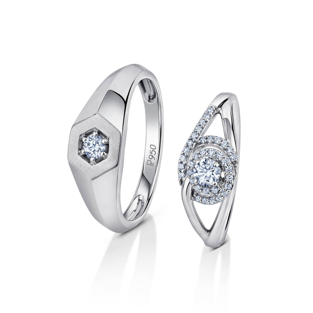 Jewelove™ Rings Both / SI IJ Designer Platinum Love Bands with Diamonds JL PT 1063