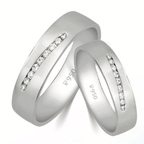 Jewelove™ Rings Both / SI IJ Designer Platinum Love Bands with Diamonds JL PT 597-A