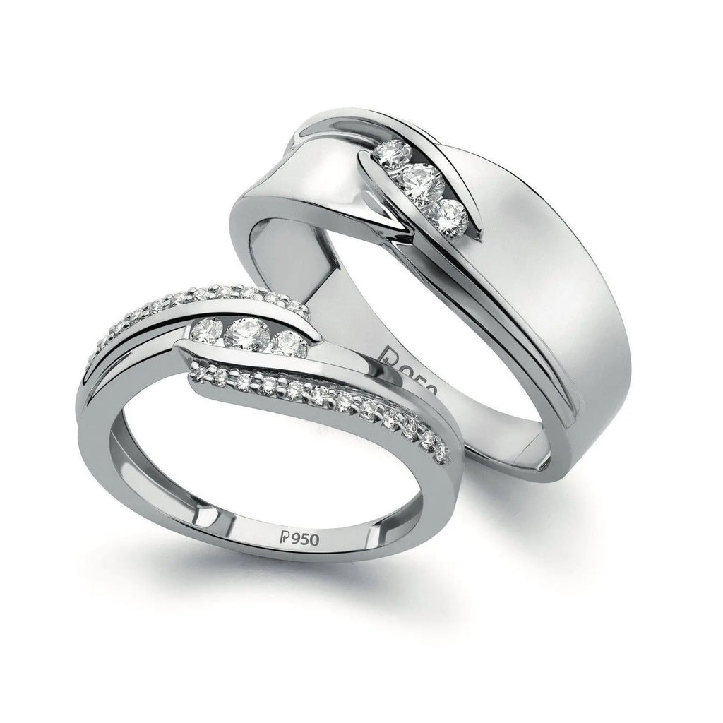 Jewelove™ Rings Both / SI IJ Designer Platinum Love Bands with Diamonds SJ PTO 152