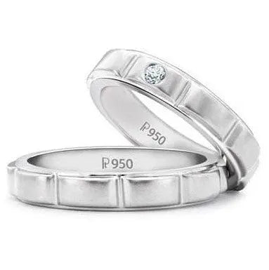 Jewelove™ Rings Designer Platinum Love Bands with Single Diamonds SJ PTO 151