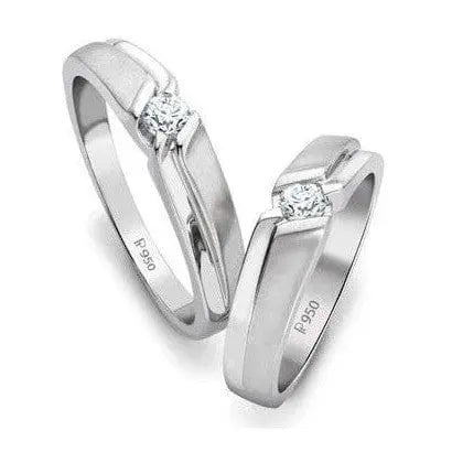 Jewelove™ Rings Both / SI IJ Designer Platinum Love Bands with Single Diamonds SJ PTO 158