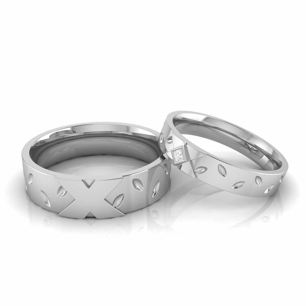 Jewelove™ Rings Both / SI IJ Designer Platinum  Princess Diamond Cut Couple Ring JL PT CB 87