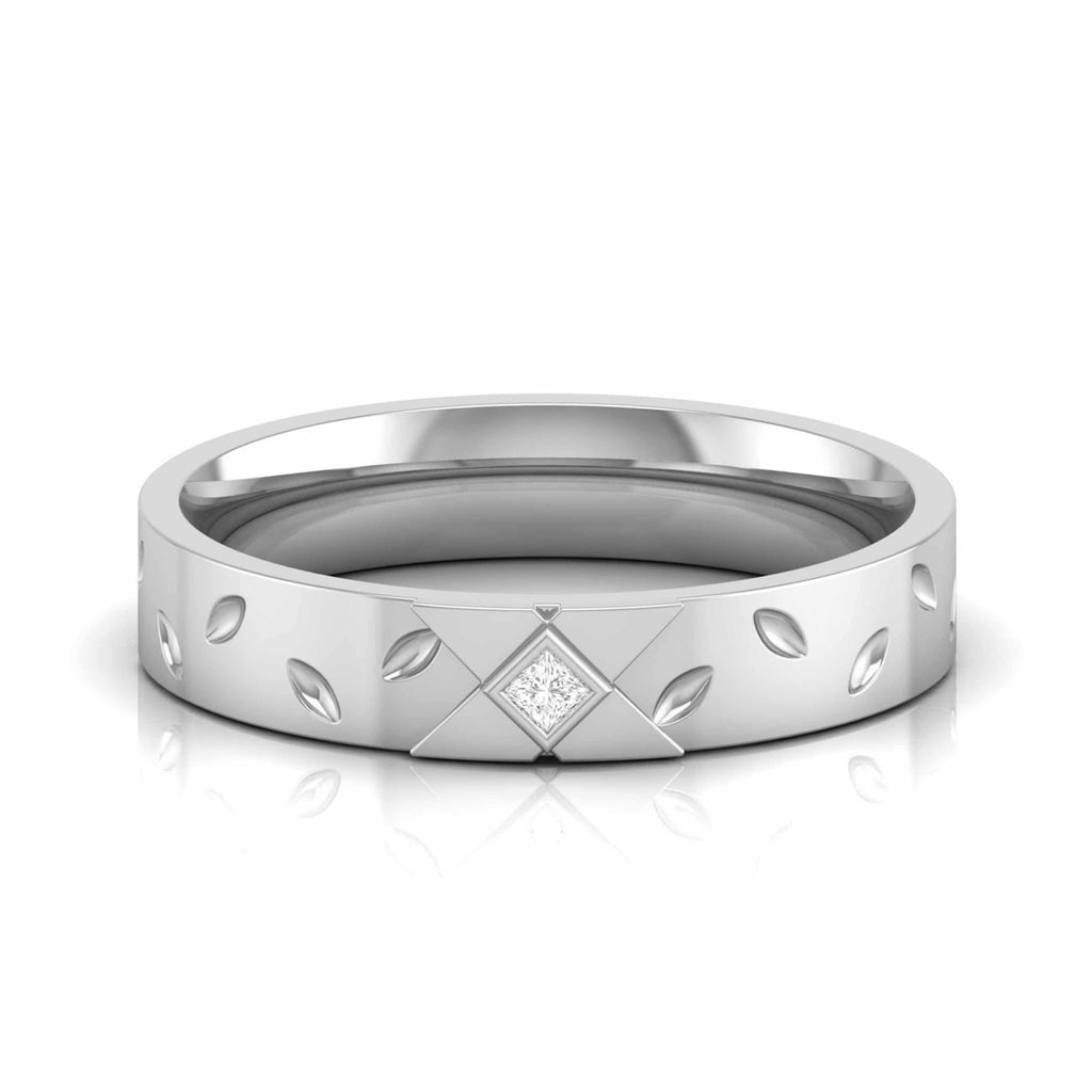 Jewelove™ Rings Women's Band only / SI IJ Designer Platinum  Princess Diamond Cut Couple Ring JL PT CB 87