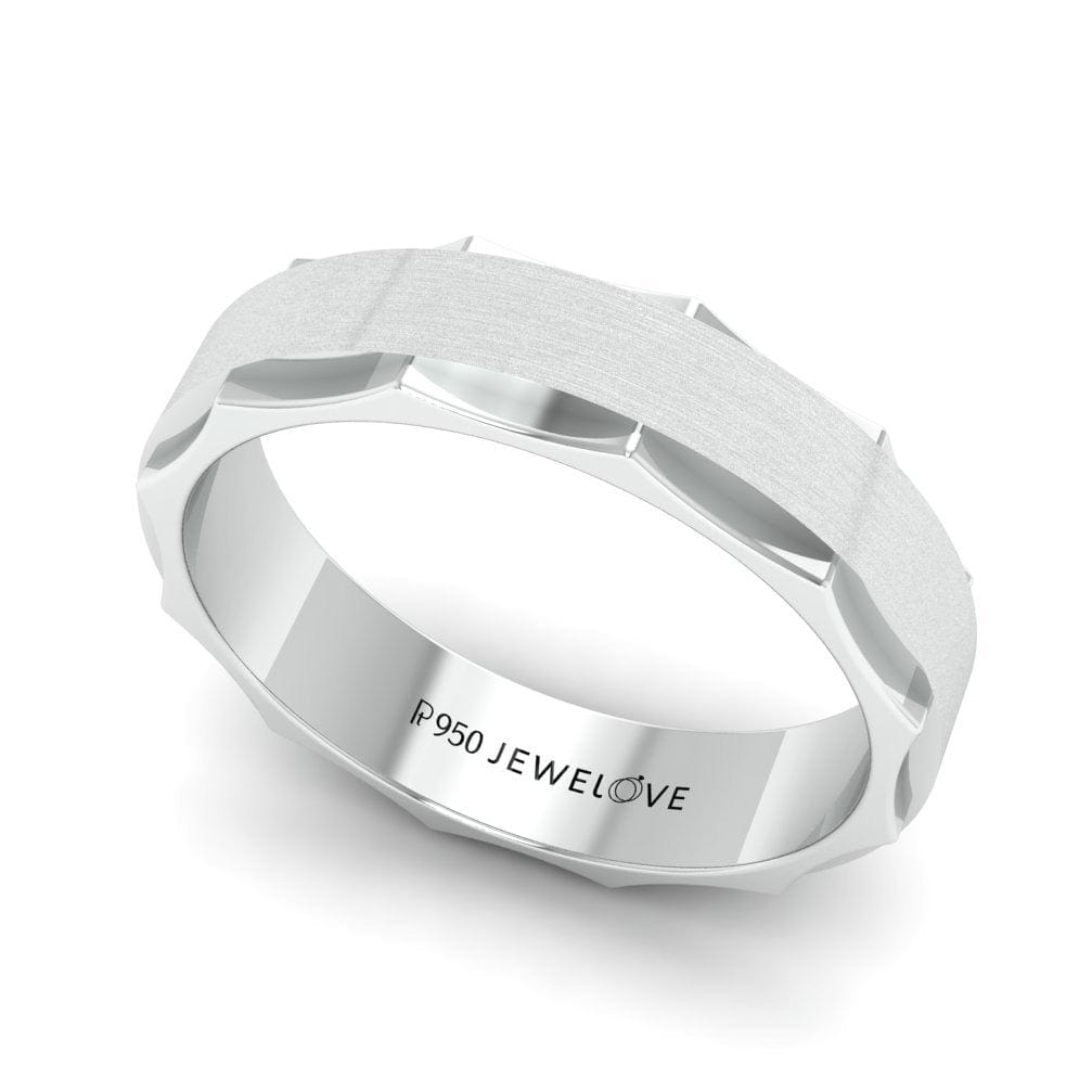 Jewelove™ Rings Men's Band only Designer Platinum Ring for Men with Cut Edges JL PT 682