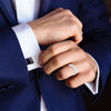 Jewelove™ Rings Men's Band only Designer Platinum Ring for Men with Cut Edges JL PT 682