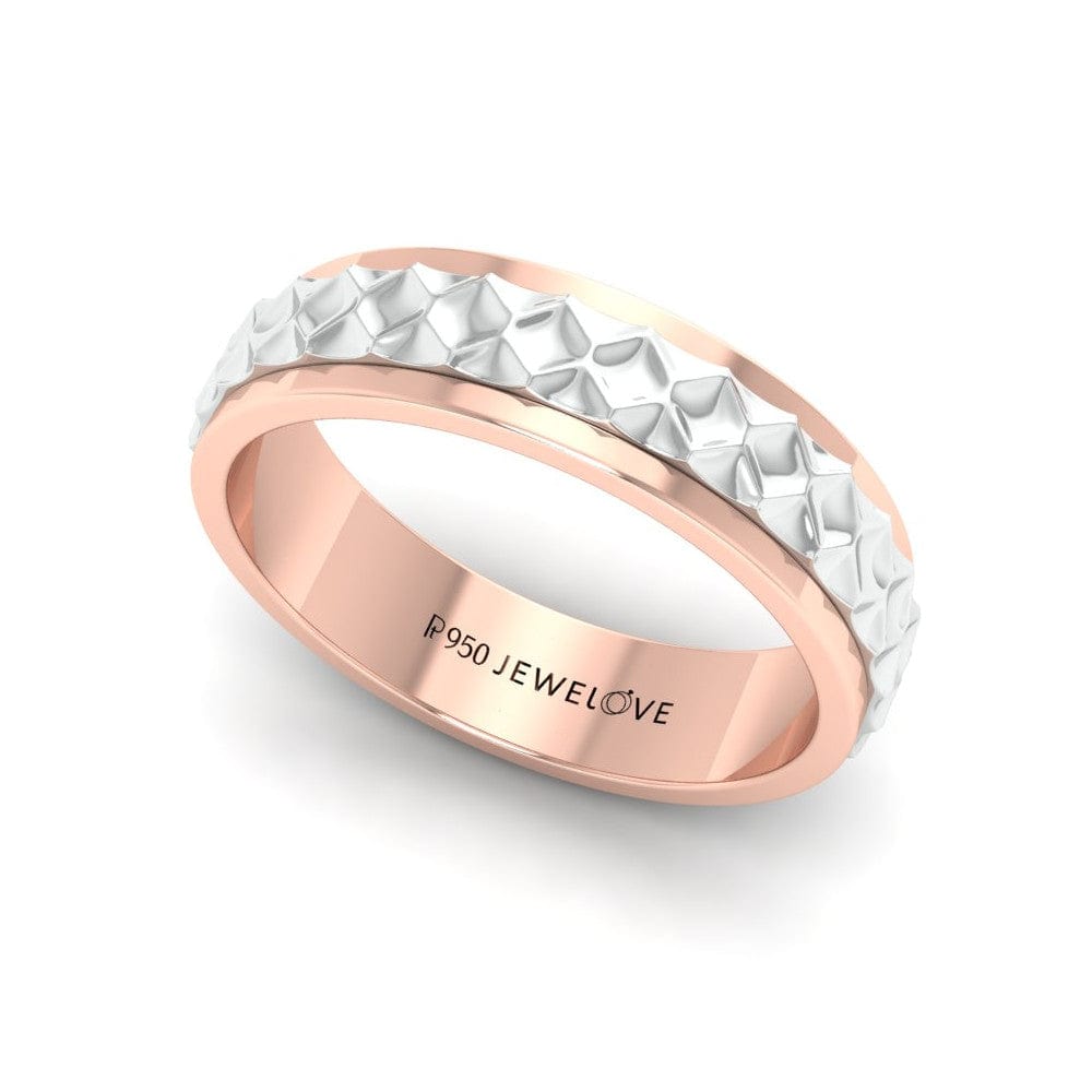 Jewelove™ Rings Men's Band only Designer Platinum & Rose Gold Couple Rings JL PT 1113