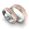 Perspective View of Designer Platinum & Rose Gold Couple Rings JL PT 638