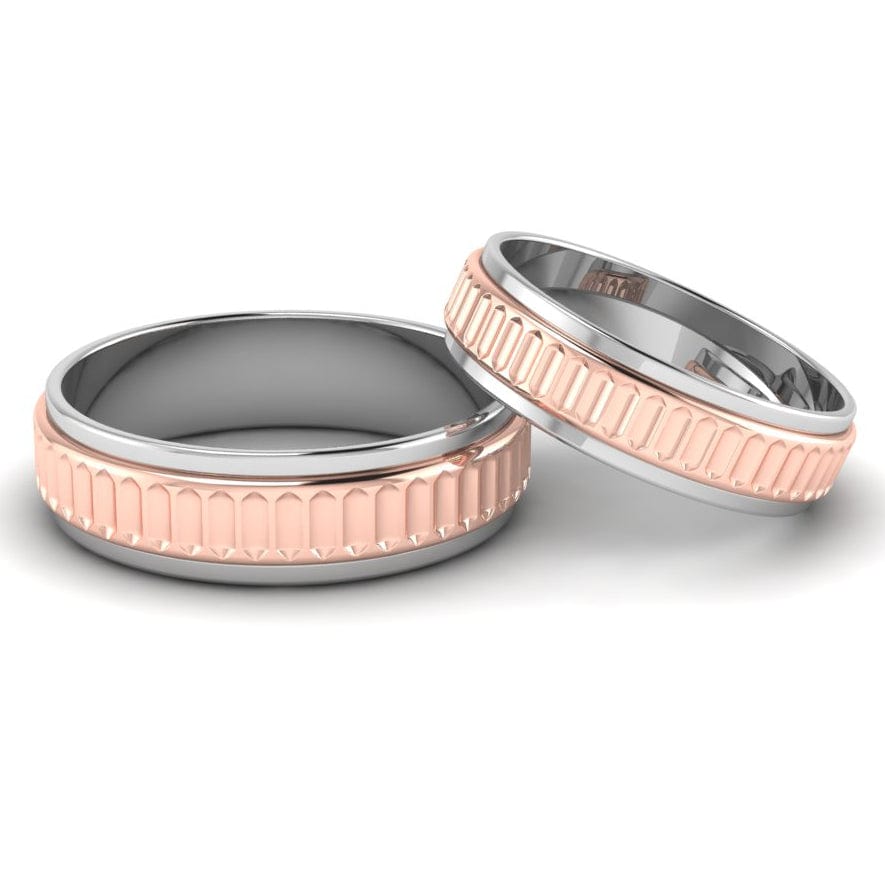 Front View of Designer Platinum & Rose Gold Couple Rings JL PT 638