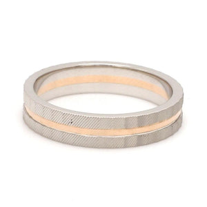 Jewelove™ Rings Designer Platinum & Rose Gold Couple Rings with a Groove JL PT 1128