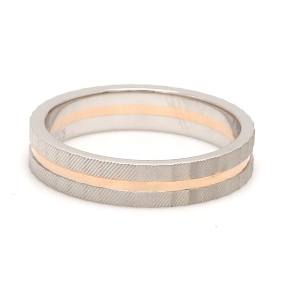 Jewelove™ Rings Designer Platinum & Rose Gold Couple Rings with a Groove JL PT 1128