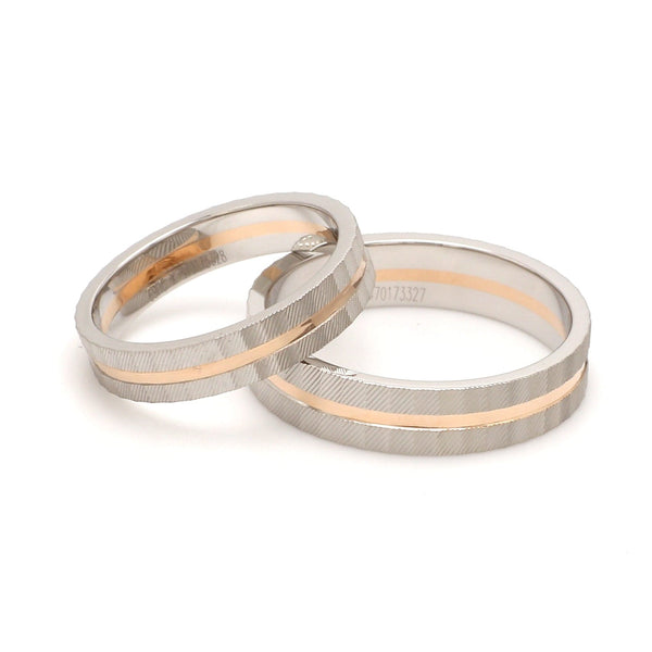 Jewelove™ Rings Designer Platinum & Rose Gold Couple Rings with a Groove JL PT 1128