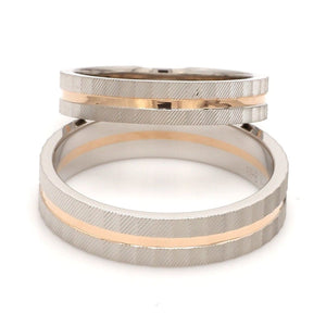 Jewelove™ Rings Designer Platinum & Rose Gold Couple Rings with a Groove JL PT 1128