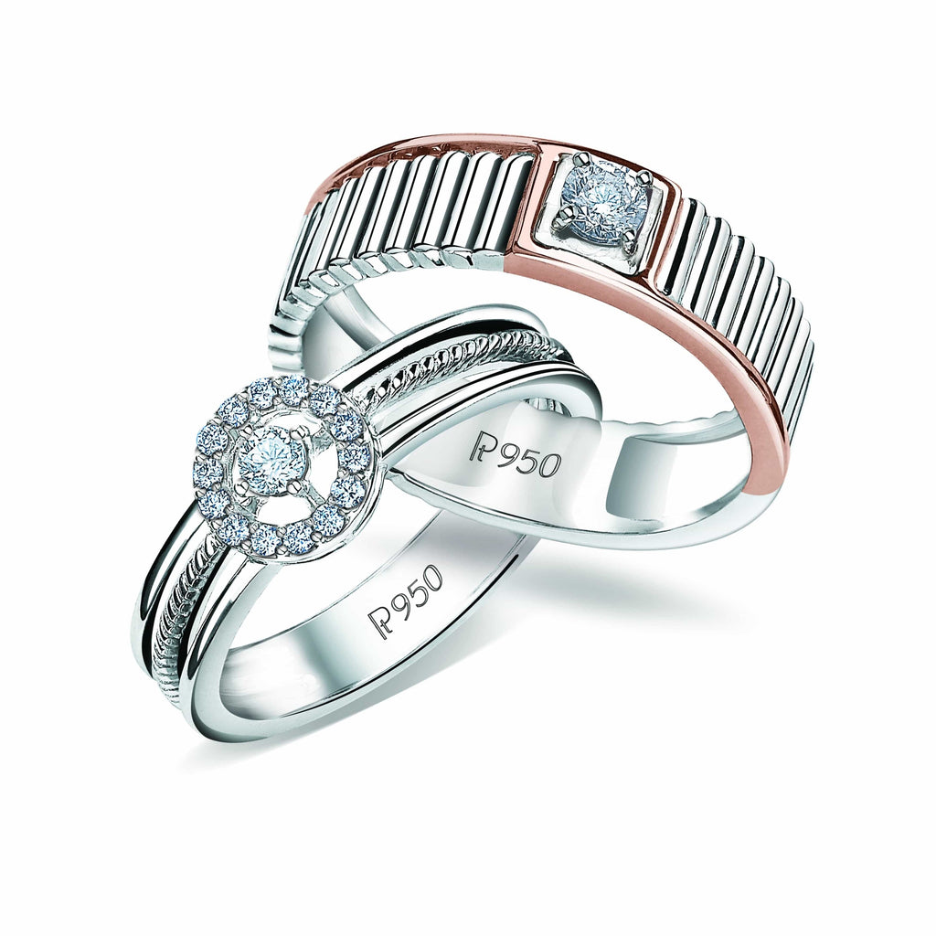 Jewelove™ Rings SI IJ / Both Designer Platinum & Rose Gold Couple Rings with Diamonds JL PT 937