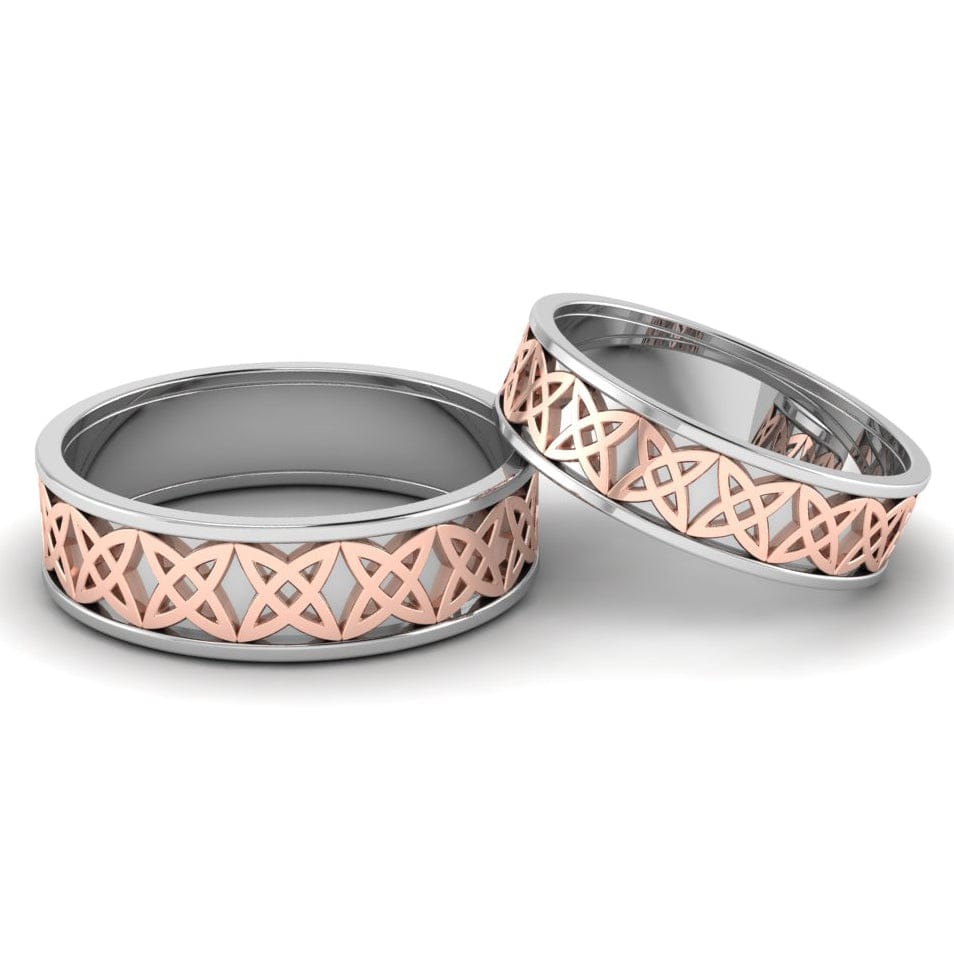 Front View of Designer Platinum & Rose Gold Fusion Couple Rings JL PT 645