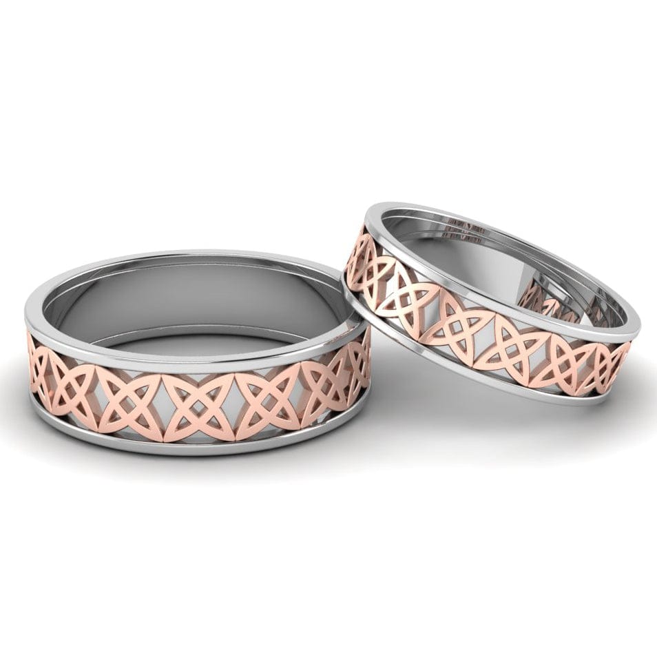 Front View of Designer Platinum & Rose Gold Fusion Couple Rings JL PT 645