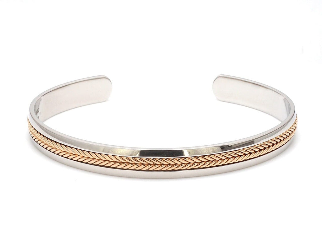 Jewelove™ Bangles & Bracelets Designer Platinum & Rose Gold Open Kada Cuff Bracelet for Men JL PTB 1081