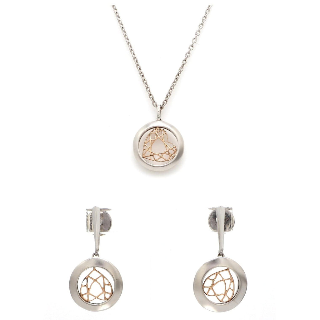 Jewelove™ Pendants & Earrings Pendant Set Designer Platinum Rose Gold Pendant Set for Women JL PT P E 219