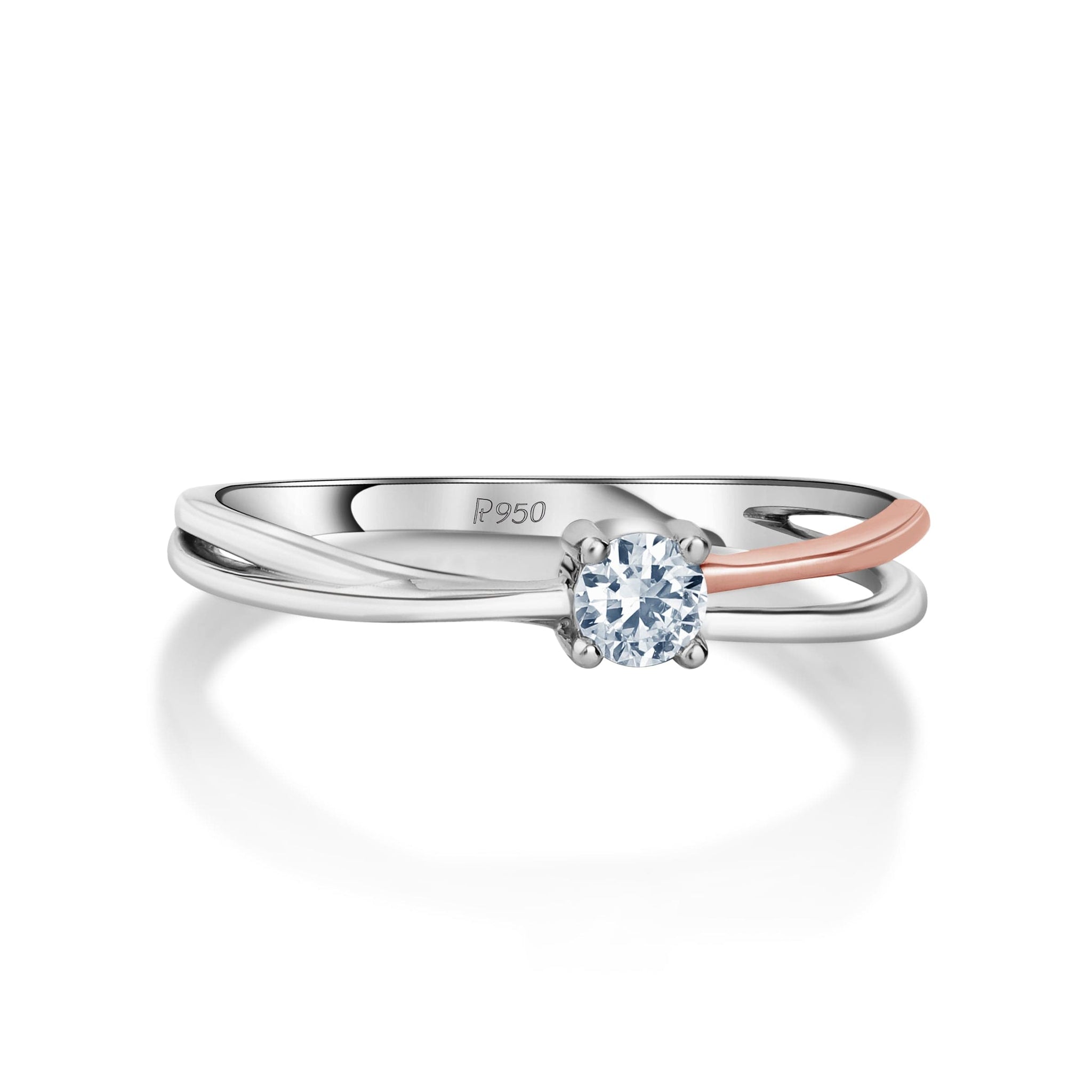 Designer Platinum Rose Gold ring for women with Single Diamond