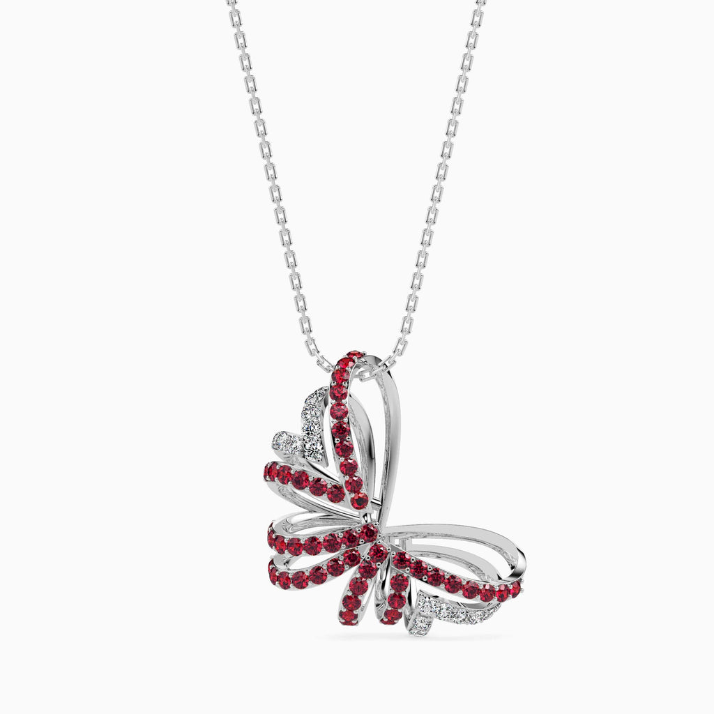 Jewelove™ Pendants SI IJ Designer Platinum Ruby Butterfly Pendant with Diamond for Women JL PT P 18027