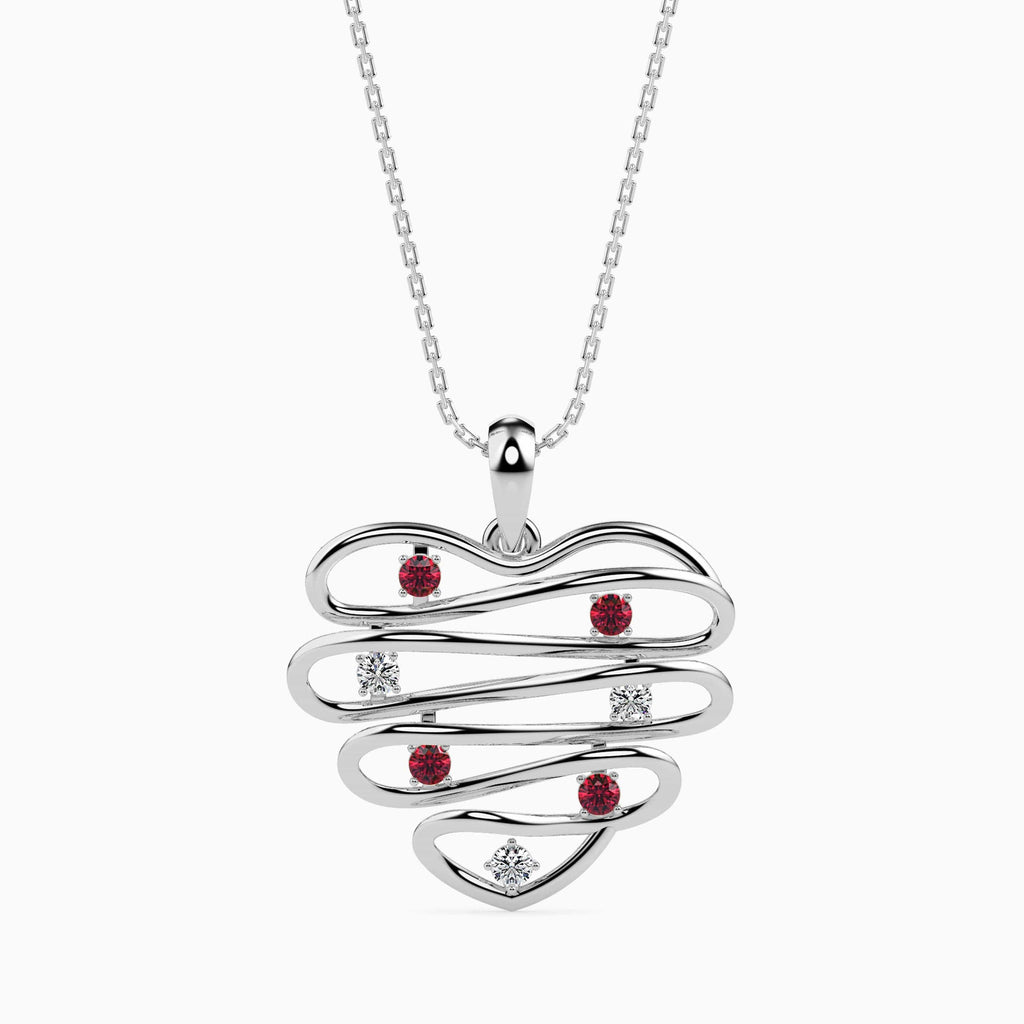Jewelove™ Pendants SI IJ Designer Platinum Ruby Heart Pendant with Diamond for Women JL PT P 18025