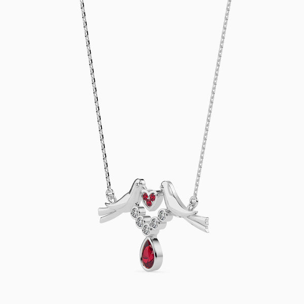 Jewelove™ Pendants Designer Platinum Ruby Pendant with Diamond for Women JL PT P 18014
