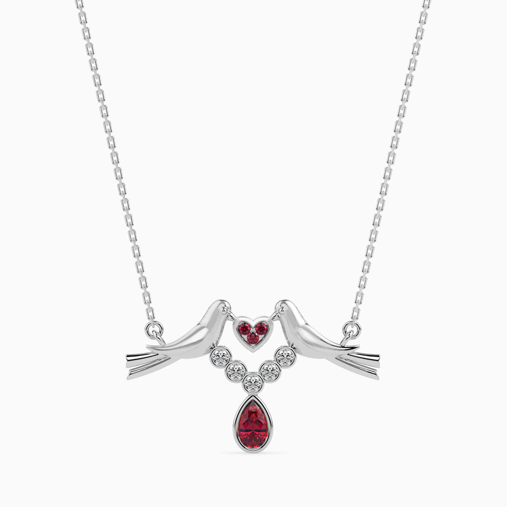 Jewelove™ Pendants SI IJ Designer Platinum Ruby Pendant with Diamond for Women JL PT P 18014