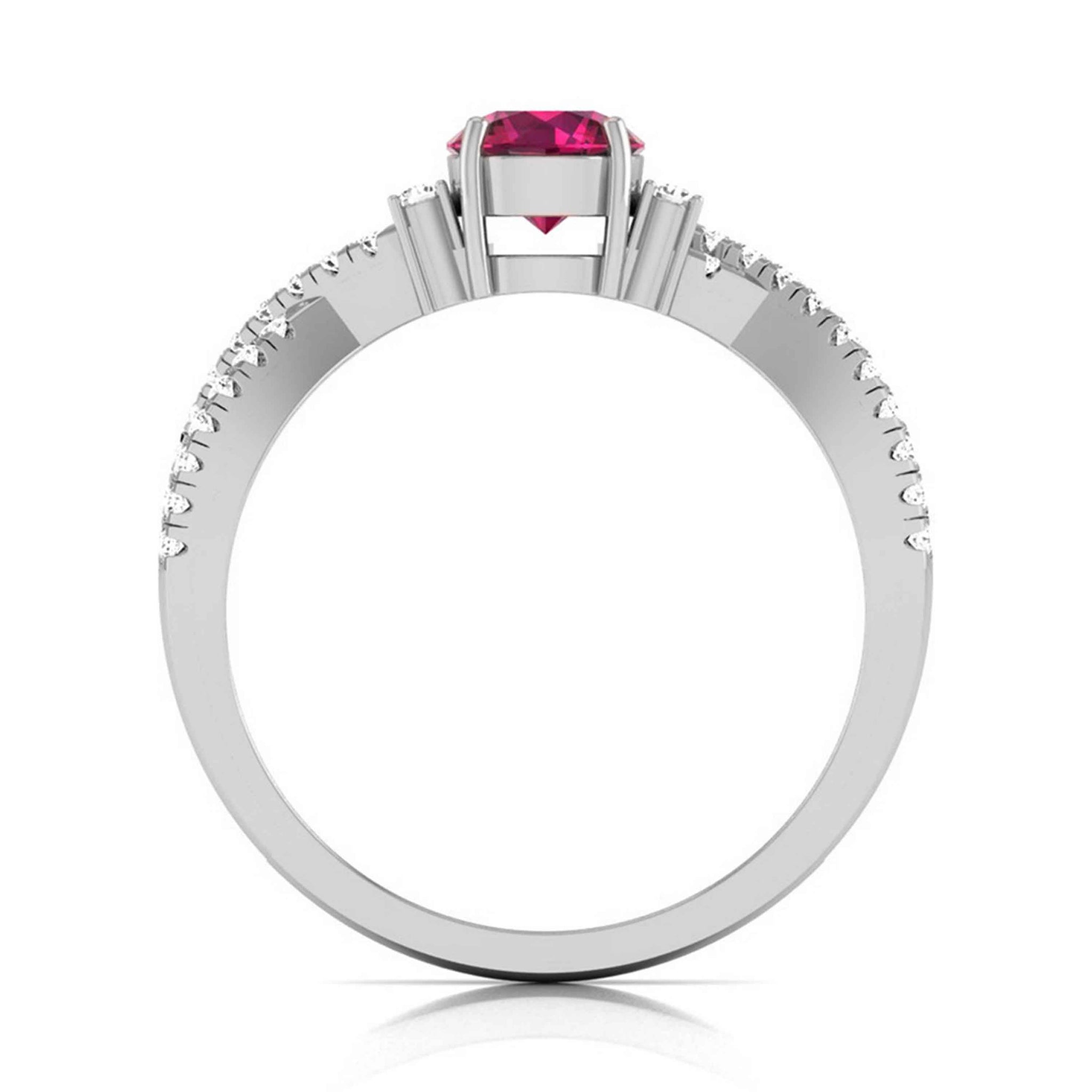 Designer Platinum Ruby Solitaire Ring with Diamond Twist JL PT R8173