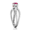Jewelove™ Rings Designer Platinum Ruby Solitaire Ring with Diamond Twist JL PT R8173