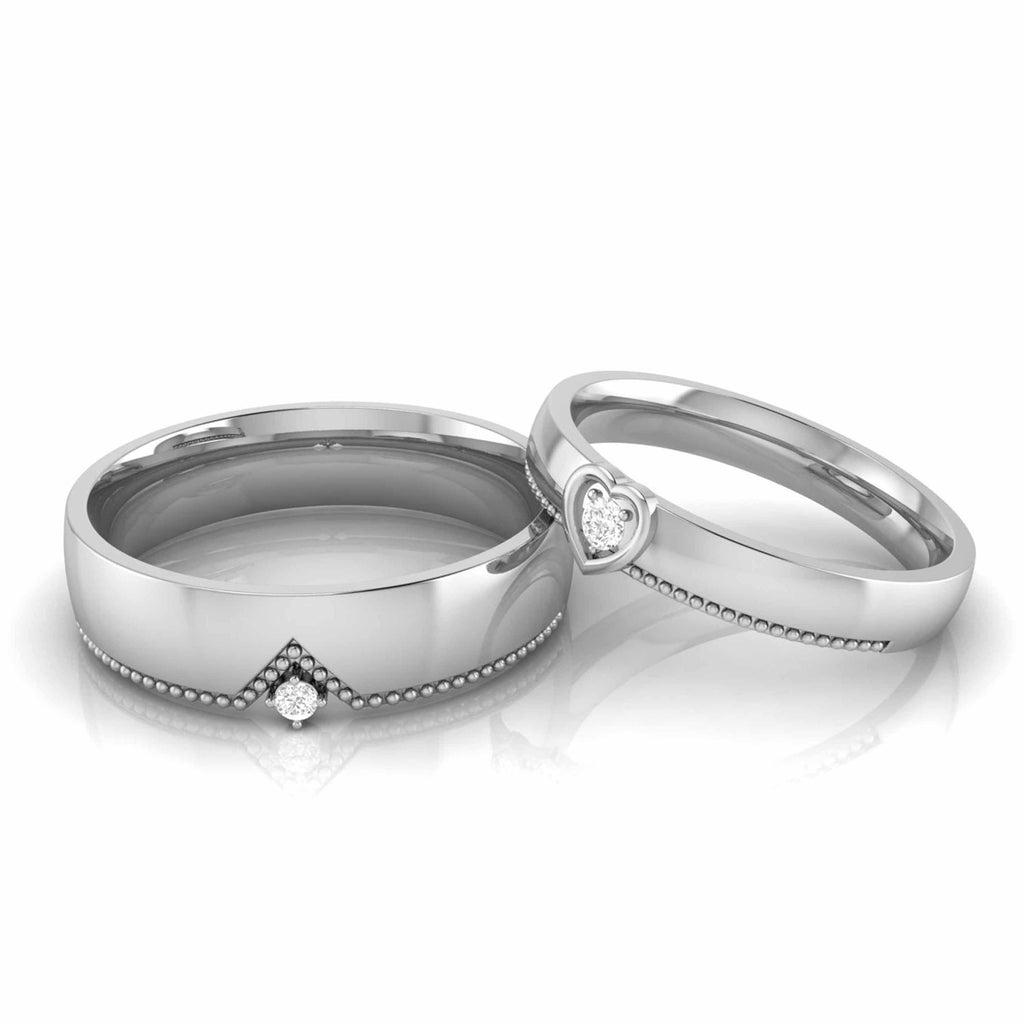 Jewelove™ Rings Both / SI IJ Designer Platinum Single Diamond Couple Ring JL PT CB 104