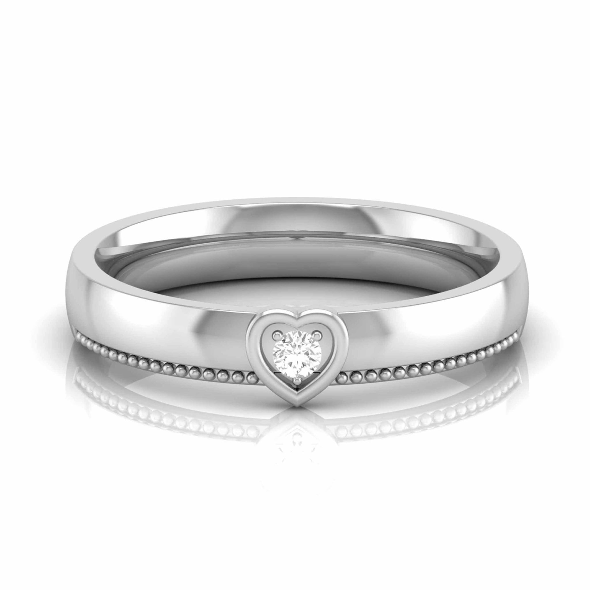 Jewelove™ Rings Women's Band only / SI IJ Designer Platinum Single Diamond Couple Ring JL PT CB 104