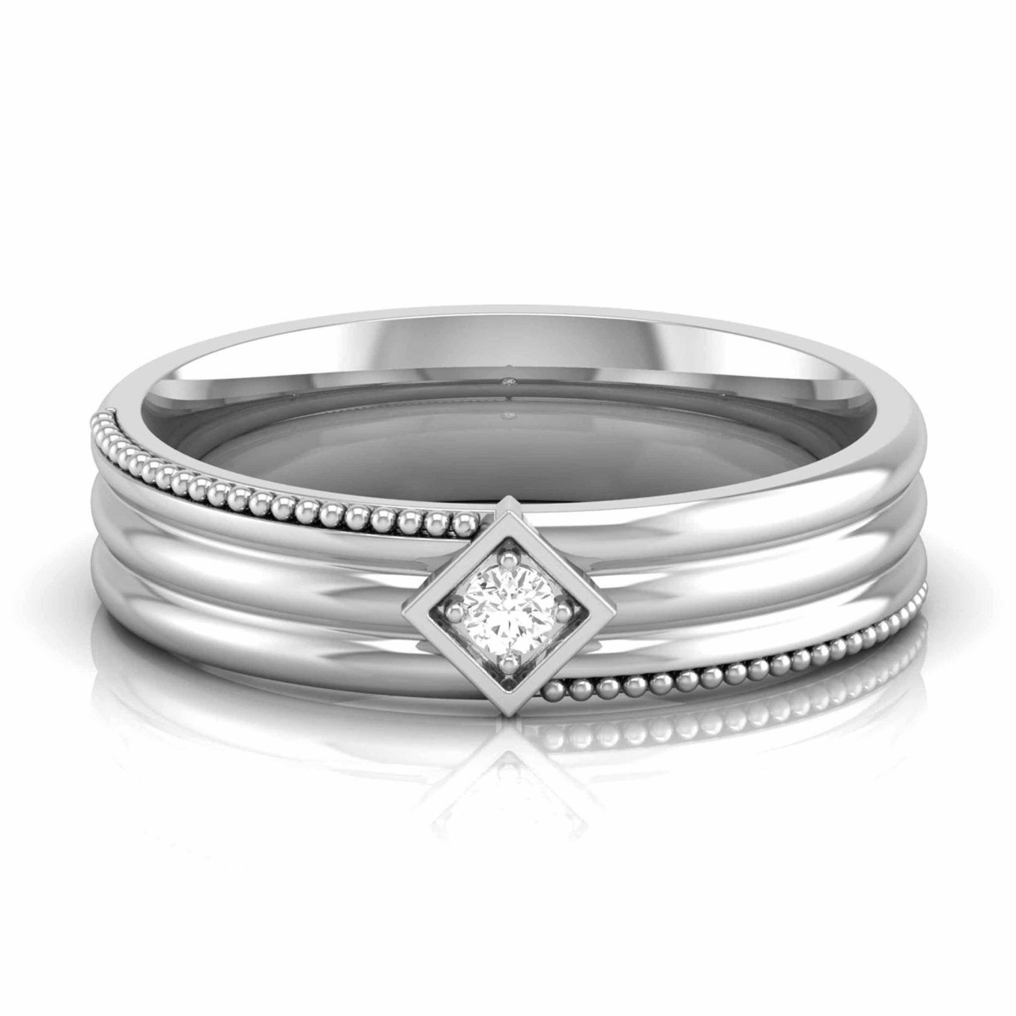 Jewelove™ Rings Designer Platinum Single Diamond Couple Ring JL PT CB 146